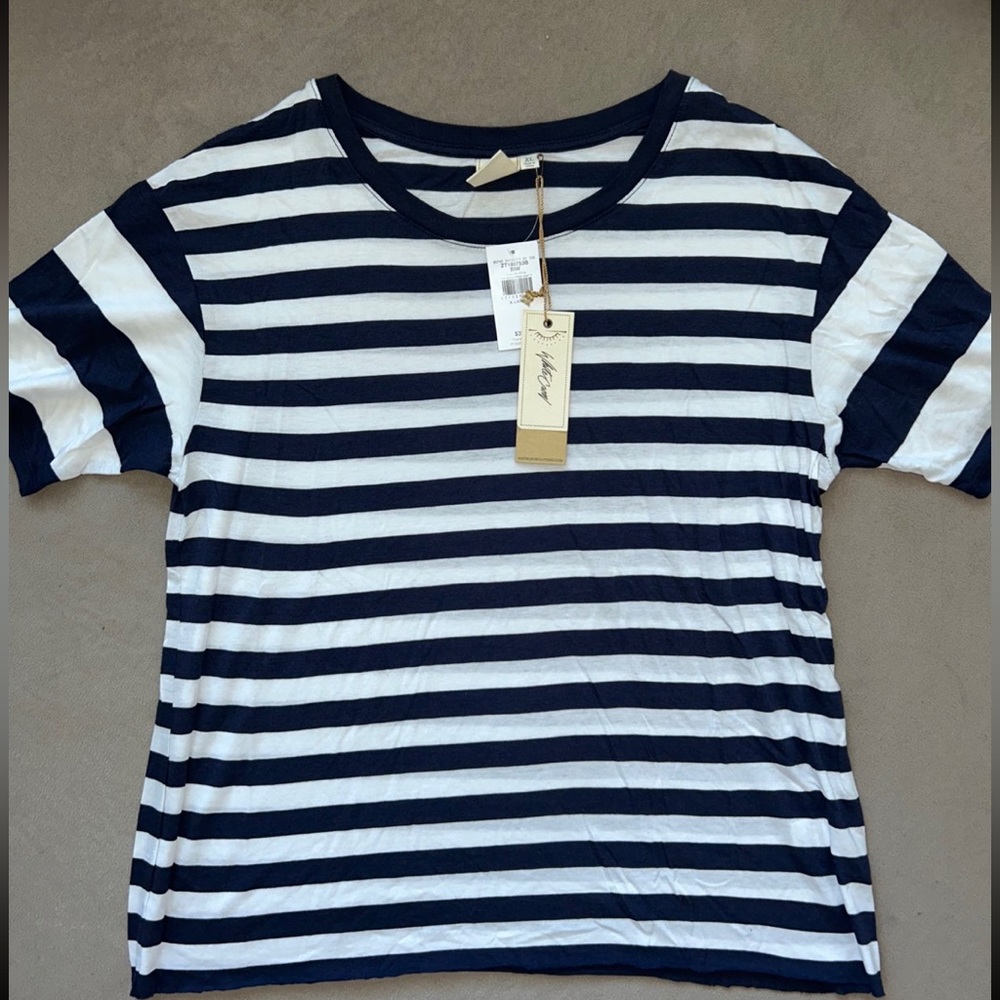 Navy horizontal striped tee by White Crow from Buckle